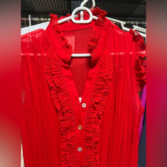 Red Ruffle Mini Dress - Picture 2 of 4